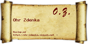 Ohr Zdenka névjegykártya